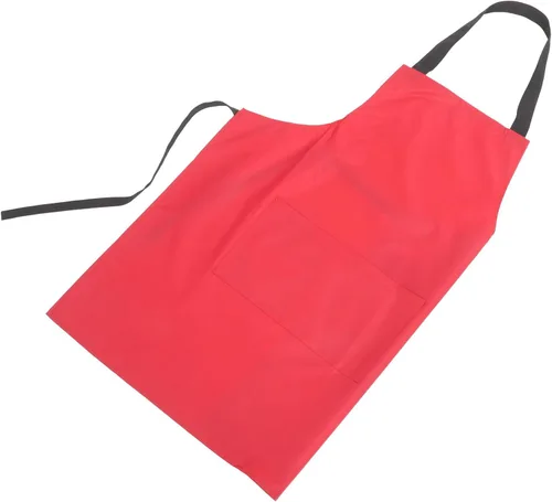 IMIKEYA Waterproof Pvc Kitchen Apron with Large Pocket Red Cooking Waist Apron for Men and Women Chefs for Restaurant and Home Use