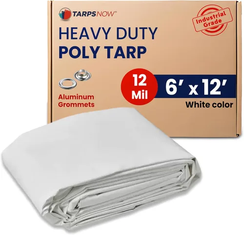 Vista 34 de Tarps Now - Lona de polietileno de 6 x 8 pies, cubierta impermeable resistente de 12 milésimas de pulgada de diámetro, lona de plástico a prueba