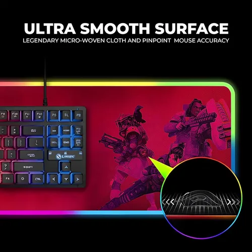 Vista 5 de DreamController Alfombrilla de mouse personalizada para juegos con luz RGB de 31.5 x 11.8 in Alfombrilla antideslizante para mouse y teclado