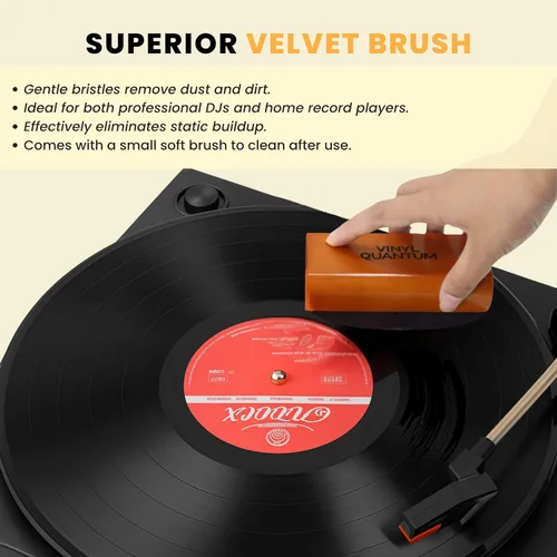 Vista 3 de Kit de limpieza de discos de vinilo - Completo 5 en 1 - Incluye cepillo de registro de terciopelo ultrasuave, cepillo de limpieza pequeño, líquido