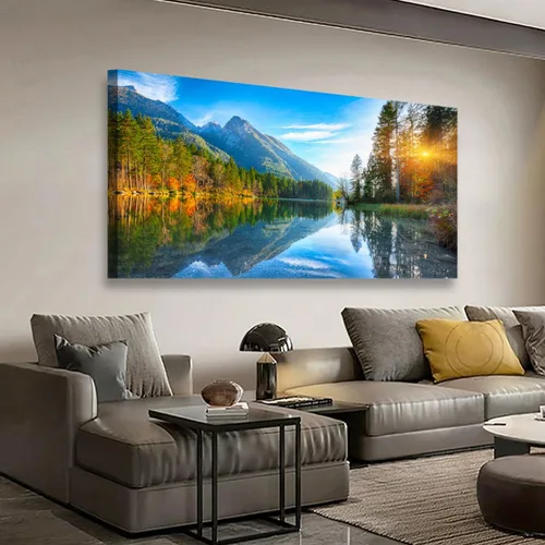 Vista 22 de Cuadros abstractos, arte de pared para sala de estar, oficina, dormitorio, decoración de pared, arte de pared con anillo, pinturas modernas, azul