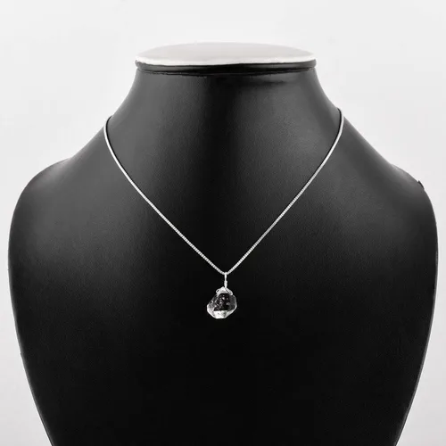 Vista 7 de Natural Raw Herkimer Diamond Quartz Stone Rough Crystal Gemstone Dainty Women Pendant Necklace, Chakra Healing Crystals, Birthstone, Silver Plated