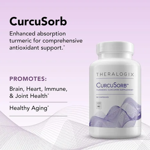 Vista 3 de Theralogix CurcuSorb - Suplemento de curcumina de cúrcuma – Suministro para 90 días – Curcumina de cúrcuma de alta absorción – Apoya la salud