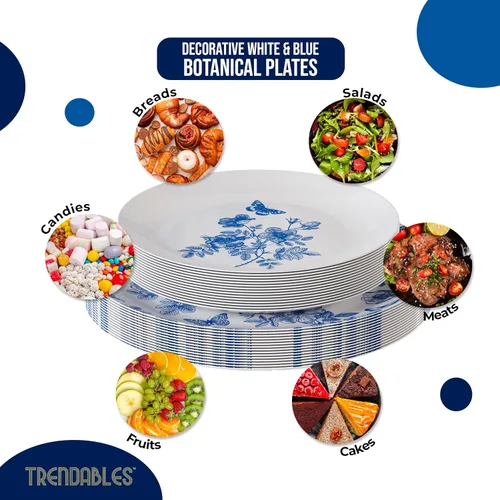 Vista 3 de Trendables Juego de 80 platos desechables de plástico para 40 invitados, platos de postre de 40 x 8 pulgadas y platos de plástico desechables de 40