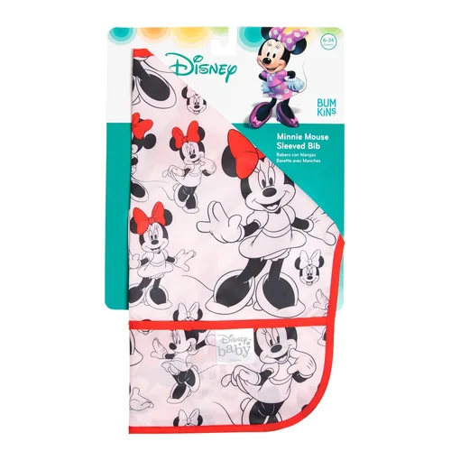 Vista 6 de Bumkins Disney Baby Babero con mangas impermeable, 6-24 meses, Minnie Classic
