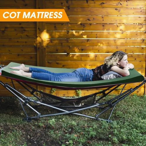 Vista 4 de CYMULA Colchón para Catre de Campamento de 2 pulgadas, Almohadilla para Dormir de Espuma Viscoelástica, Suave, Cálido, Antideslizante, Cubrecolchón