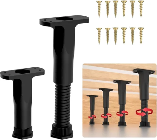 Vista 8 de Patas de soporte de cama central de altura ajustable para estante caído, patas de muebles para marco, listón y elevador, altura ajustable de 3.5 a