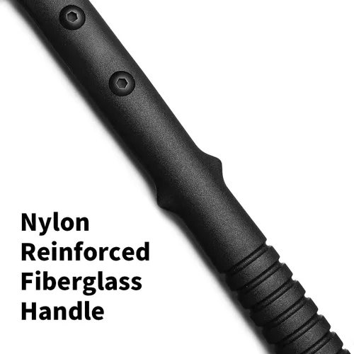 Vista 4 de JXE JXO Hacha de campamento, Tomahawk con pincho, hacha de supervivencia con funda, mango de fibra de nailon para supervivencia al aire libre