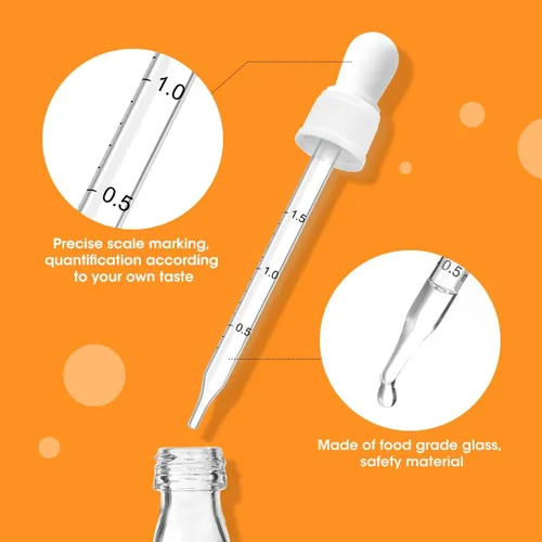 Vista 3 de Aieve Paquete de 6 pipetas con cuentagotas de vidrio compatibles con los sabores SodaStream Bubly Drops