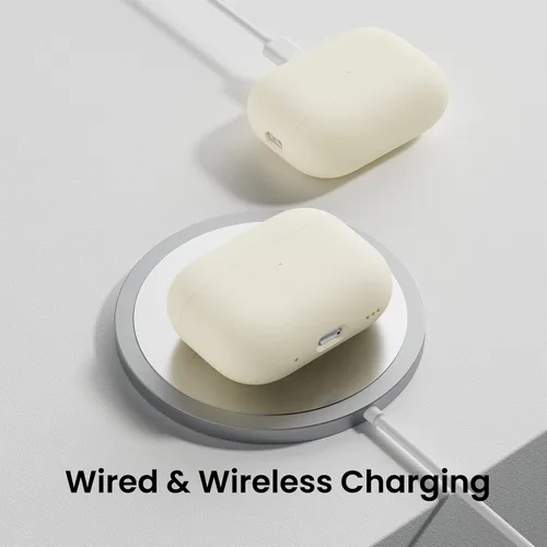 Vista 5 de ORNARTO Funda compatible con AirPods Pro 2 2022, silicona híbrida protectora completa para AirPods Pro de 2ª generación, cubierta frontal LED