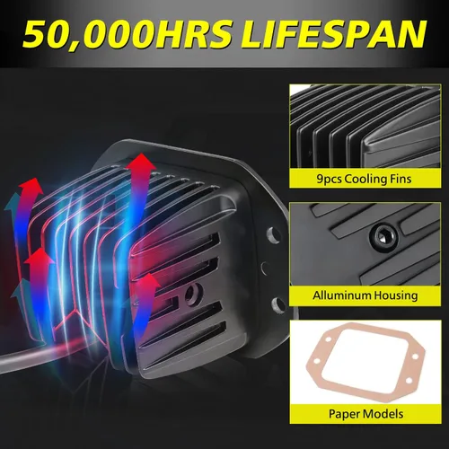 Vista 7 de Flush Mount LED Pods, 2pcs 84W Flush Mount LED Bumper Fog Lights Spot Beam Backup Reverse Lights Off Road Driving Light for Trucks Pickup UTV ATV