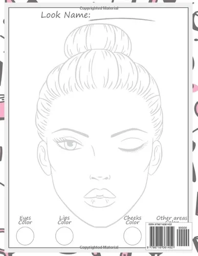 Vista 2 de Makeup Practice Book for Kids (Extended Edition) Basic Face Charts to Practice Makeup for Kids and Teens Gift for Makeup Artist Lover