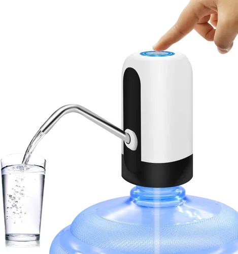 MJIYA - Bomba de botella de agua portátil, dispensador de agua eléctrico universal con interruptor y carga USB, para campamento, cocina, taller,