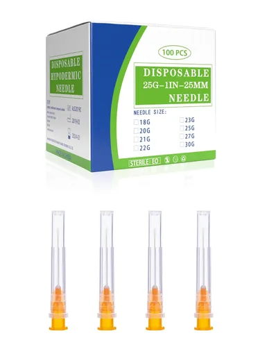 Vista 10 de Paquete de 100 accesorios desechables Luer Lock de calibre 18 de 1.5 pulgadas, envueltos individualmente