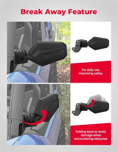 Vista 5 de KEMIMOTO UTV Espejos Laterales y Espejo Central Compatibles con Can Am Maverick Trail Sport MAX 2018-2025 Commander Espejo Retrovisor Ajustable