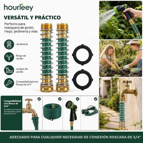 Vista 6 de Hourleey Protector de manguera de jardín, adaptador de extensión de manguera con resorte helicoidal, paquete de 2