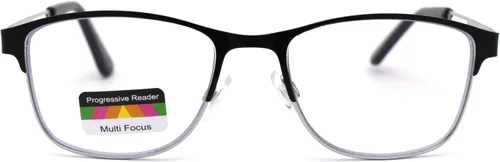 Vista 2 de Rectángulo de metal medio borde bisagra de resorte 3 gafas de lectura progresivas multifocales