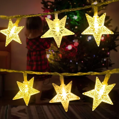 Vista 6 de Minetom Luces de Cadena de Estrellas para Dormitorio - 33 pies Luces de Cadena de Estrellas que Cambian de Color con Enchufe, con Control Remoto