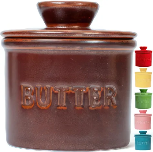 Vista 7 de PriorityChef - Mantequilla francesa con tapa, mantequilla untable bajo demanda, manteca de cerámica para dejar en la encimera con línea de agua