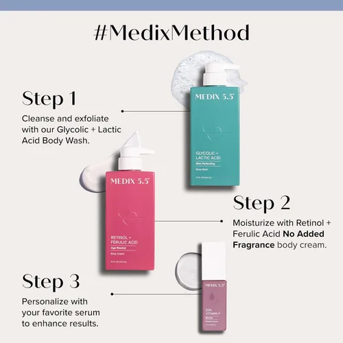 Vista 2 de Medix 5.5 Gel de Limpieza Corporal Exfoliante de Ácido Glicólico + Ácido Láctico Borrador de Protuberancias KP Exfoliante AHA para el Cuidado