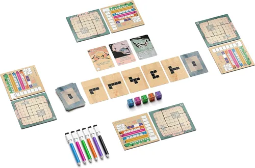 Vista 4 de Allplay Juego de mesa Mind Space - Polyomino Roll & Write - 1 a 5 jugadores - 30 minutos de tiempo de juego (juego base del espacio mental)