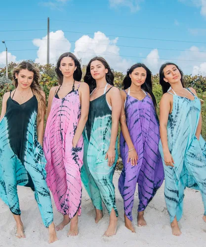 Vista 6 de INGEAR Harem Jumpsuit Romper Bohemian Boho Loose Relax Fit Tie Dye Handkerchief Jumpsuits