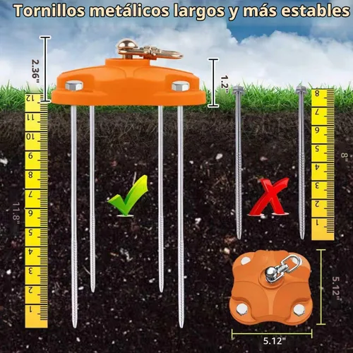 Vista 4 de Estaca de perro resistente para exterior, patio y camping con cables de 2x20 pies para perros, capacidad de 200 libras, doble giro de 360°, anclaje