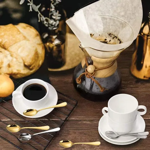 Vista 4 de Wesdxc56 Demitasse - Cucharas de café expreso, mini cuchara de café, cucharas pequeñas de acero inoxidable de 5.5 pulgadas para postre, juego de 6