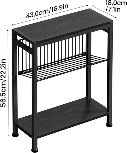 Vista 3 de Mesa auxiliar para espacios pequeños, mesa auxiliar estrecha con revistero ajustable en forma de V, 7.1 pulgadas de profundidad x 17 pulgadas