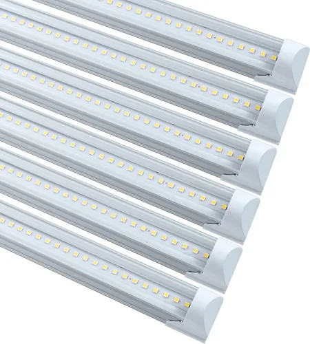 Paquete de 6 luces LED para tienda, 4 pies, 24 W, 6500 K, blanco frío, cubierta transparente, salida alta, tira de luces LED de 4 pies, luces de