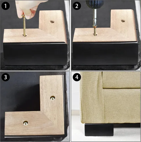 Vista 6 de AORYVIC Patas de madera maciza para muebles, elevadores de cama en forma de L, patas de muebles para sofá, sillón, cómoda, gabinete, mesa, pies