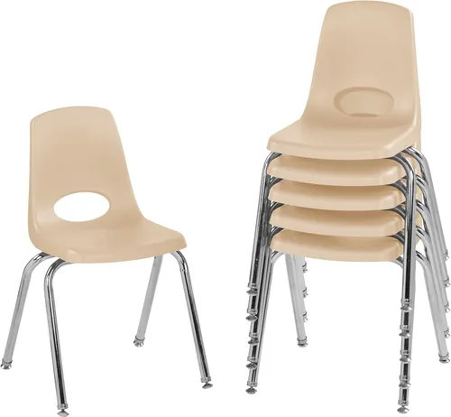 Vista 32 de Factory Direct Partners 10367-BL Silla escolar apilable de 16 pulgadas, asiento apilable para estudiantes con patas de acero cromado y rodamientos
