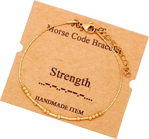Vista 199 de JoycuFF Pulseras inspiradoras de código morse para mujeres, cuentas de plata, joyería con mantra de motivación, regalos para ella