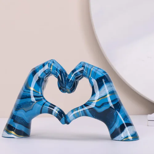 Vista 4 de LCCCK Estatuas de gestos de mano en forma de corazón, decoración de escultura de gestos de dedo, estatua abstracta de resina, estatua de gesto