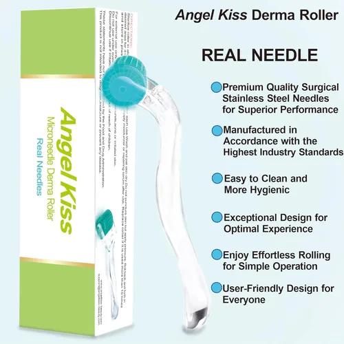 Vista 6 de Derma Roller Real Needles - Angel Kiss - Rodillo de microagujas de 0.012 in con estuche, kit dérmico de microagujas de acero inoxidable 192
