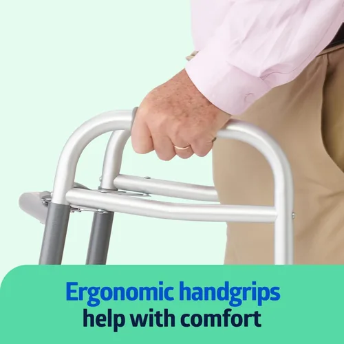 Vista 5 de Medline Andador plegable bariátrico resistente con ruedas de 5 pulgadas y asas duraderas, capacidad de peso de 500 libras