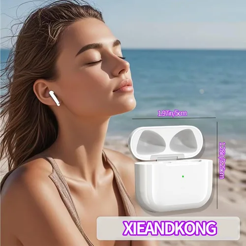 Vista 8 de Funda de carga compatible con Airpods 4rd (2024), funda de carga tipo C para AirPods 4rd, funda de carga inalámbrica de repuesto con botón