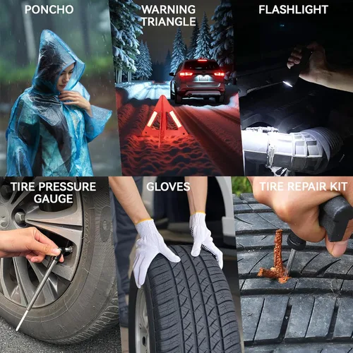 Vista 8 de Car Emergency Kit,Roadside Emergency Car Kit for Vehicles,with Portable Air Compressor,Jumper Cable for Women,Men,Teen