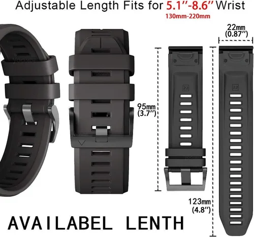 Vista 7 de Correa de reloj Garmin Instinct, YOOSIDE de 0.866 pulgadas (0.866 in), correa de repuesto deportiva de silicona deportiva impermeable para Garmin