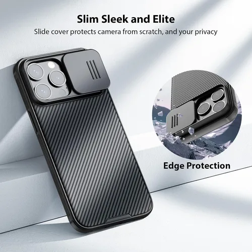 Vista 4 de Nillkin Camsheid Pro - Funda para iPhone 16 Pro Max con cubierta deslizante para cámara de 6.9 pulgadas, delgada, mate, protección de grado militar