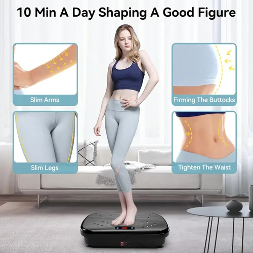 Vista 6 de Vibration Plate Exercise Machine Weight Loss, Whole Body Vibration Plate for Lymphatic Drainage, 180 Adjustable Speeds Vibrating Plate Fitness
