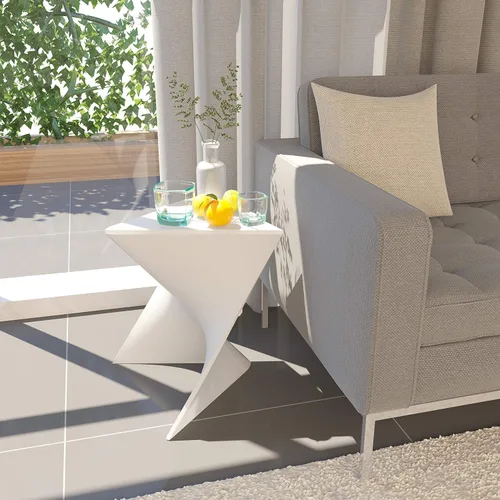 Vista 3 de LeisureMod Mesa auxiliar triangular de 15.75 pulgadas, mesa auxiliar apilable de plástico para uso en interiores y exteriores, resistente a la Azul