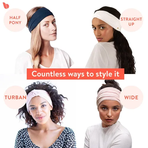 Vista 3 de BLOM Diademas de bambú prémium para mujer, antideslizantes, multiestilo, para yoga, moda, entrenamiento, viajes o correr