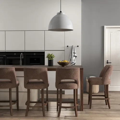 Vista 43 de VKNOW Juego de 2 Taburetes de Bar, Taburetes de Bar Tapizados de Altura de Mostrador, Taburetes Modernos de Mostrador con Patas de Madera para Isla