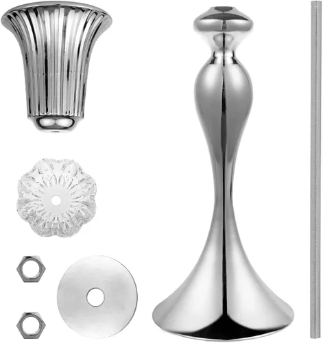 Vista 5 de Juego de 10 piezas de centro de mesa de flores, jarrones de trompeta dorados con cuentas de cristal para centros de mesa de boda, fiesta