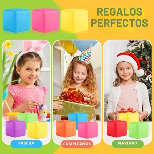 Vista 8 de 40 piezas de bolas de estrés para niños - Bolas de estrés cúbicas esponjosas a granel - Caja del tesoro - Premios de juguetes de estrés a granel