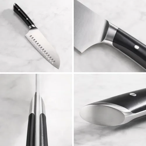 Vista 5 de Cangshan HELENA Series Juego de cuchillos forjados de acero alemán (7 piezas, negro)