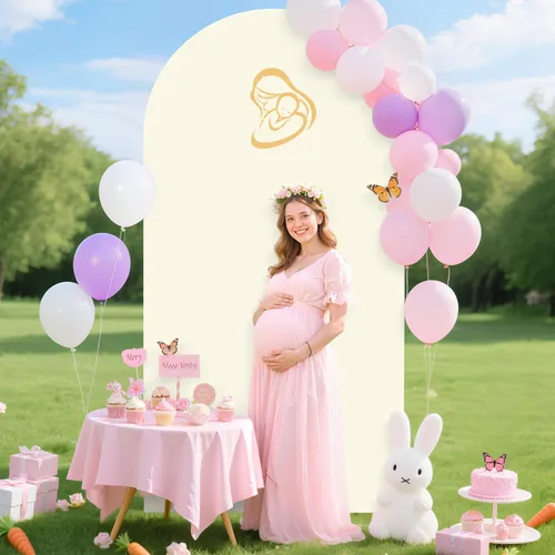 Vista 3 de Cubierta para Arco de Boda de Spandex Marfil Ajustada Cubiertas de Telón de Fondo para Arco de 6 Pies Cubierta de Arco Chiara Tela Cubiertas