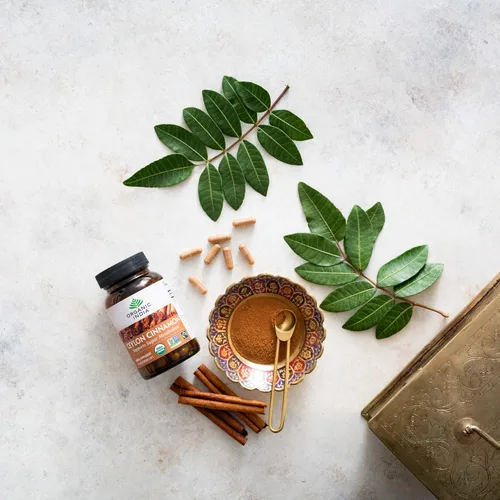 Vista 3 de ORGANIC INDIA Ceilán - Suplemento de hierbas de canela - Vegano, sin gluten, Kosher, certificado orgánico USDA, sin OMG, 90 cápsulas