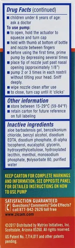 Vista 3 de Zicam Intense Sinus Relief - Spray nasal líquido sin goteo con mentol refrescante y eucalipto, 0.5 onzas (paquete de 2)